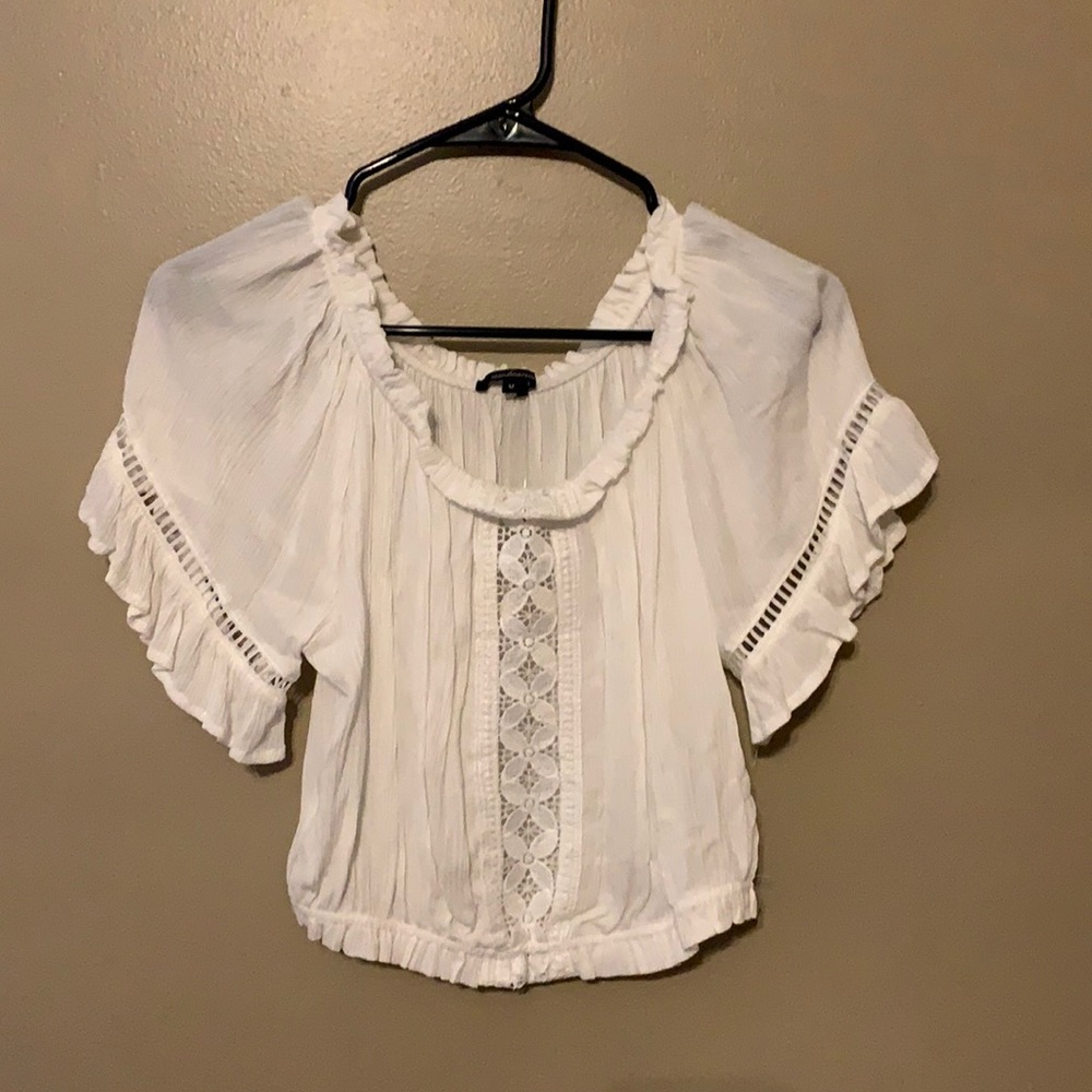 White Frilly Ambiance shirt from Charlotte Russe